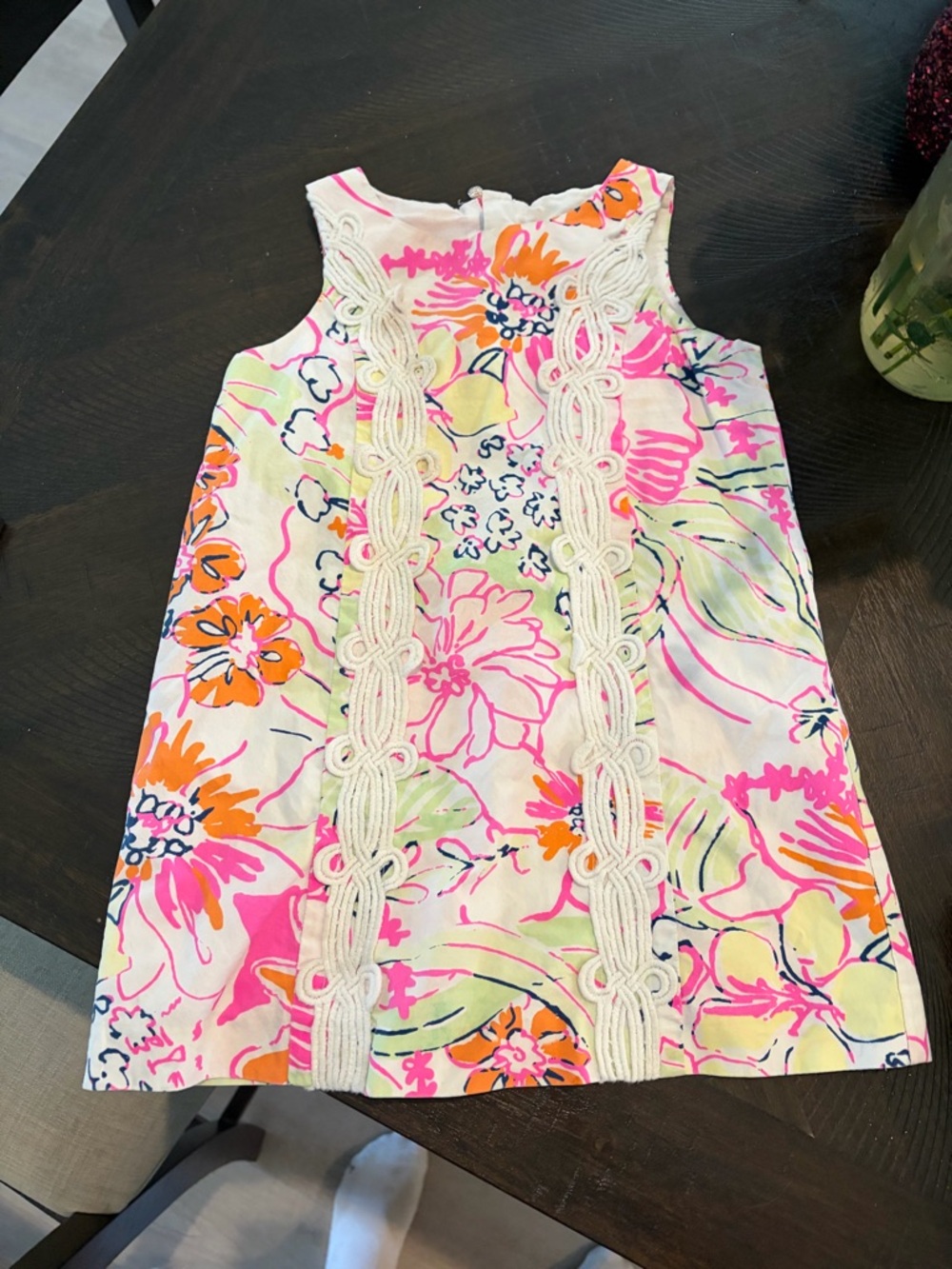 Lilly Pulitzer Girls Floral Shift Dress - Pink, Orange & Cream